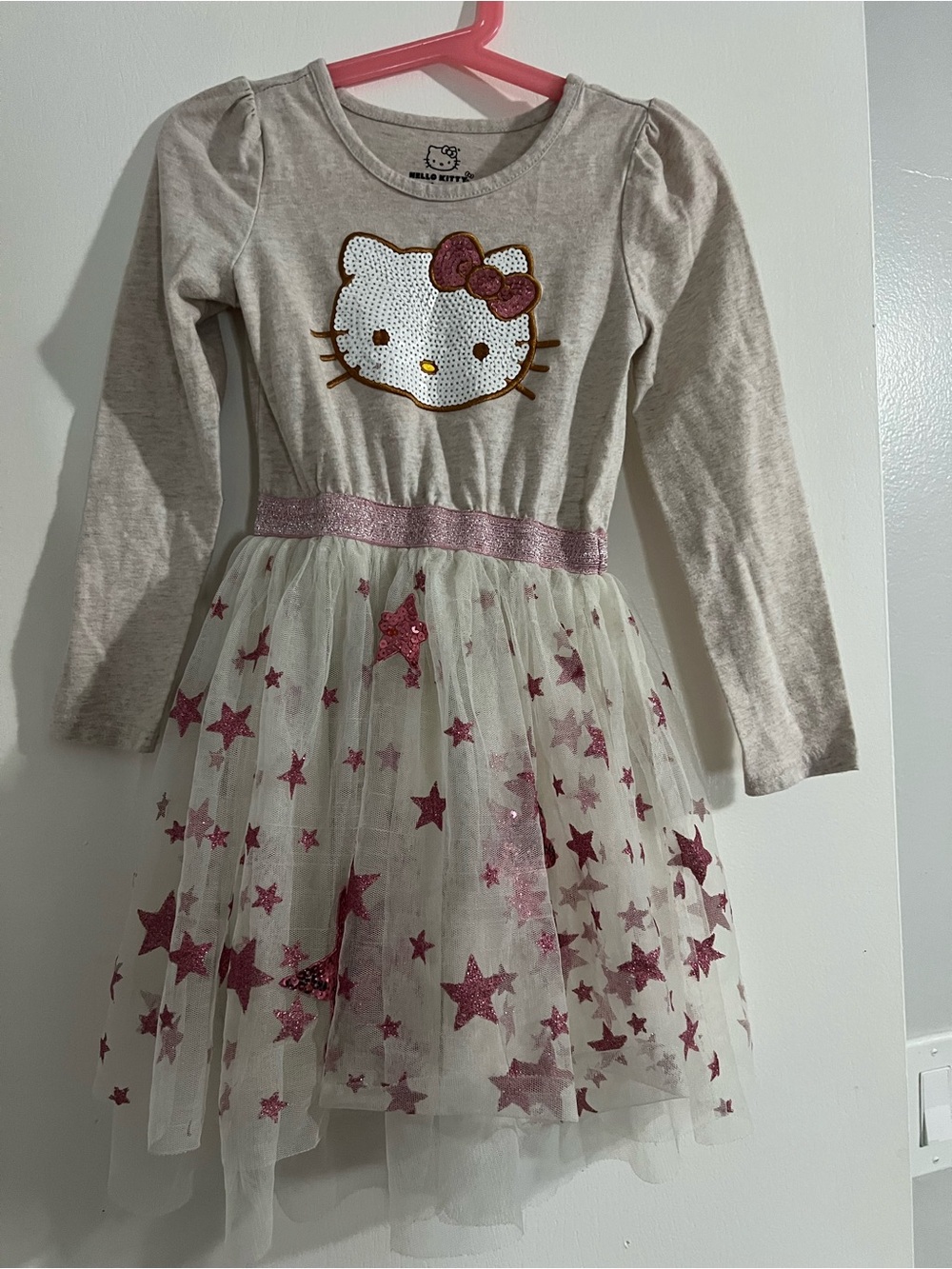 Hello Kitty Beige Top Pink Star Tulle Dress